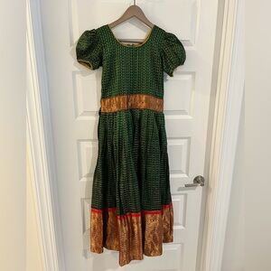 Indian Dress Partywear Green Gold Size S